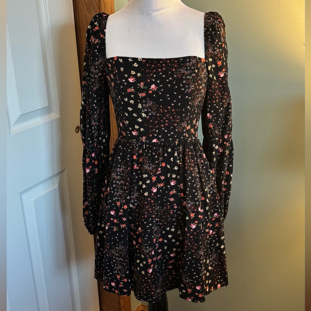 Floral Black Mini Dress